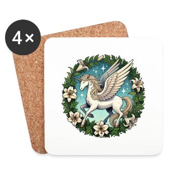 Licorne Pégase - Dessous de verre (lot de 4) - blanc - Devant