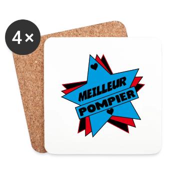 MEILLEUR POMPIER - Dessous de verre (lot de 4) - blanc - Devant