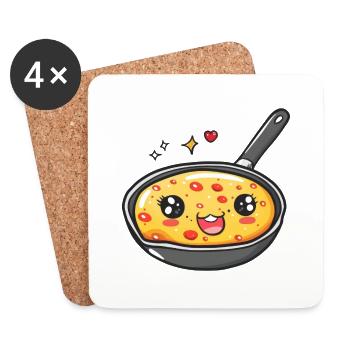 Funny Pan Cartoon - Coasters (set of 4) - white - Front