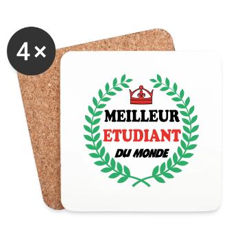 MEILLEUR ETUDIANT DU MONDE - Dessous de verre (lot de 4) - blanc - Devant