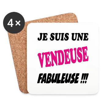 Je suis une vendeuse fabuleuse !!! - Dessous de verre (lot de 4) - blanc - Devant