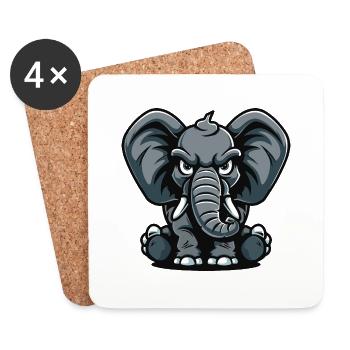 Elefant Comic - Untersetzer (4er-Set) - Weiß - Vorne