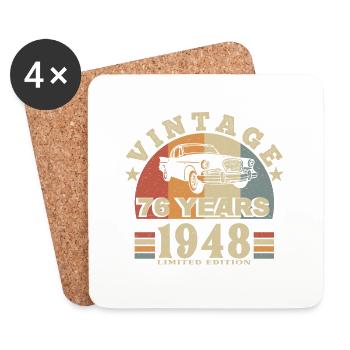 Vintage 1948 Born In 1948 76 Years Anniversary - Coasters (set of 4) - white - Front
