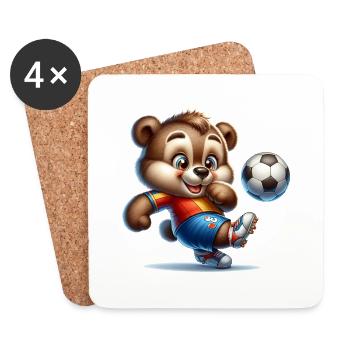 Mignon joueur de football ours - Dessous de verre (lot de 4) - blanc - Devant