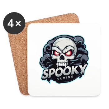 Spooky Gaming - Skeleton Skull Video Game - Coasters (set of 4) - white - Front