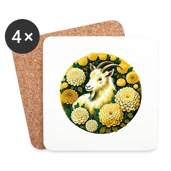 Chèvre mignonne - Dessous de verre (lot de 4) - blanc - Devant