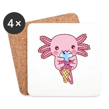 Süßer Axolotl isst ein Eis - Untersetzer (4er-Set) - Weiß - Vorne
