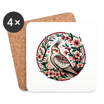 Cockatiel - Coasters (set of 4) - white - Front