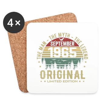 Anniversaire Original 1965 - Cadeau Septembre 1965 - Dessous de verre (lot de 4) - blanc - Devant