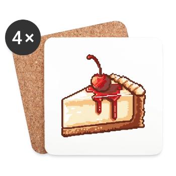 Cheesecake Pixel Icon Cake - Dessous de verre (lot de 4) - blanc - Devant