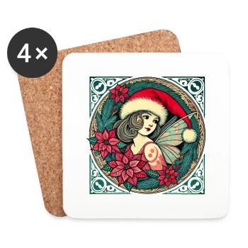 Fée de Noël - Dessous de verre (lot de 4) - blanc - Devant