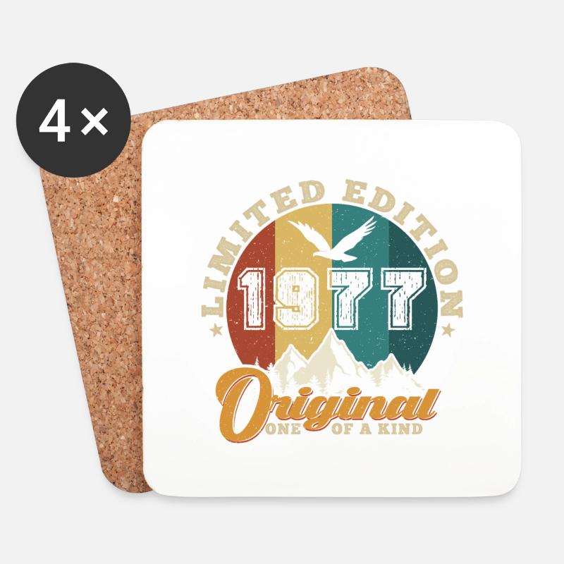 Original 1977 Vintage - 1977 Geburtstagsgeschenk - Untersetzer (4er-Set) - Weiß