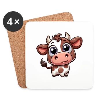 Vache - Dessous de verre (lot de 4) - blanc - Devant