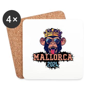Mallorca 2024 Party Monkey - Coasters (set of 4) - white - Front