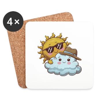 Sonja et Sören Wolkenfreund - Dessous de verre (lot de 4) - blanc - Devant