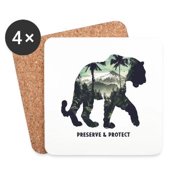 Préserver et protéger Wildcat - Dessous de verre (lot de 4) - blanc - Devant