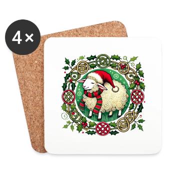 Mouton de Noël - Dessous de verre (lot de 4) - blanc - Devant