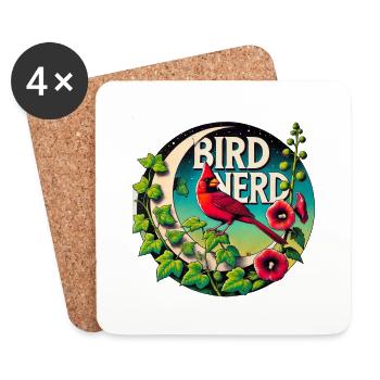 Vogel-Nerd - Untersetzer (4er-Set) - Weiß - Vorne