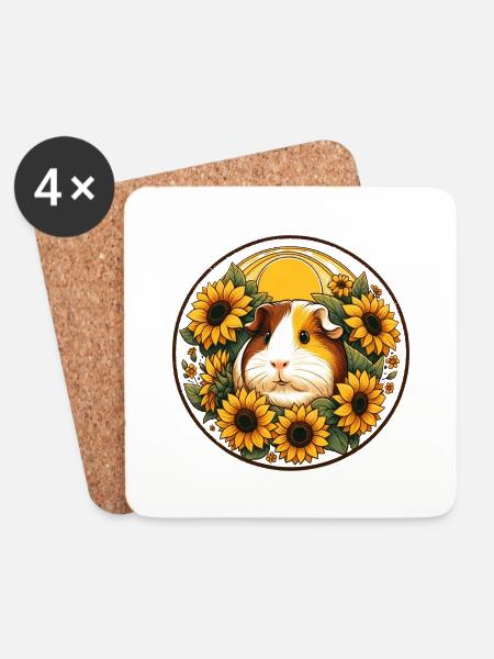 Meerschweinchen - Untersetzer (4er-Set) - Weiß