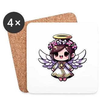 Éthéré Angelic Chibi - ange, mignon, adorable - Dessous de verre (lot de 4) - blanc - Devant