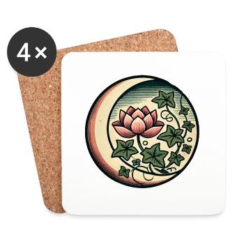Fleur de lotus - Dessous de verre (lot de 4) - blanc - Devant
