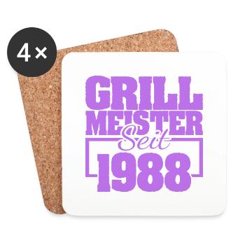 Barbecue 1988 - Dessous de verre (lot de 4) - blanc - Devant