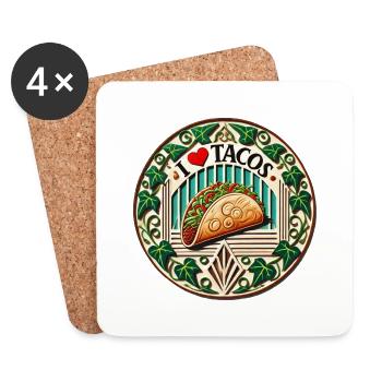 J’adore les tacos - Dessous de verre (lot de 4) - blanc - Devant