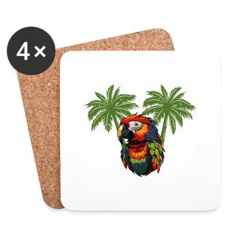 papagei paradise palmen - Untersetzer (4er-Set) - Weiß - Vorne