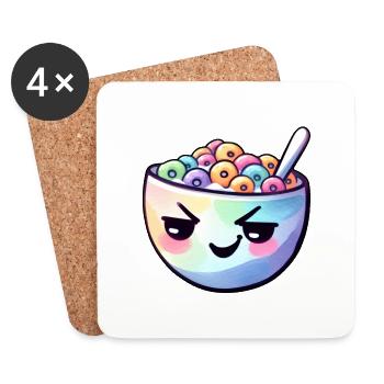 Animated Breakfast Cereal - Coasters (set of 4) - white - Front