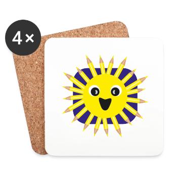 Kindergeburtstags Sonne mit Stiften. - Untersetzer (4er-Set) - Weiß - Vorne