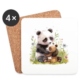 Cute Panda And Bear Friends - Untersetzer (4er-Set) - Weiß - Vorne