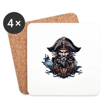 Pirate Captain Captain - Coasters (set of 4) - white - Front