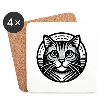 Domestic Cat Gifts - Coasters (set of 4) - white - Front