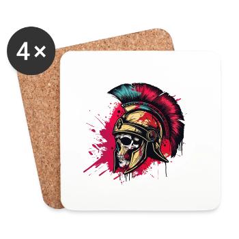 Spartaner Totenkopf Gladiator - Untersetzer (4er-Set) - Weiß - Vorne