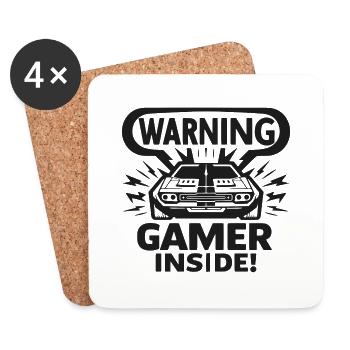 Warnung Gamer Inside - Untersetzer (4er-Set) - Weiß - Vorne