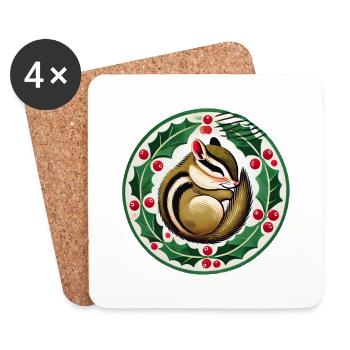 Chipmunk Christmas - Coasters (set of 4) - white - Front