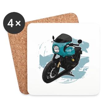 Bobber // Personnalisé // Moto - Dessous de verre (lot de 4) - blanc - Devant