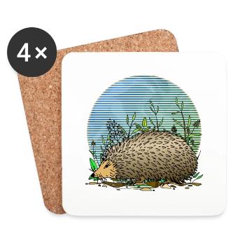 Igel - Untersetzer (4er-Set) - Weiß - Vorne