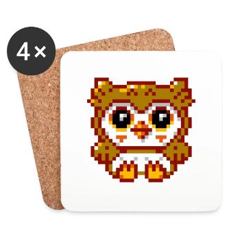 8bit Owl - Coasters (set of 4) - white - Front