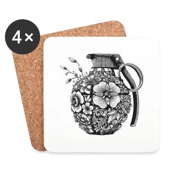 Flower Garnets - Coasters (set of 4) - white - Front