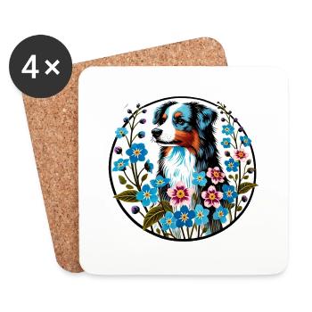 Border Collie - Dessous de verre (lot de 4) - blanc - Devant