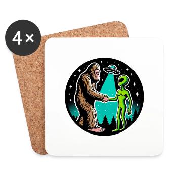 Bigfoot Meets Alien - Coasters (set of 4) - white - Front