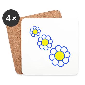 3 Marguerites Blanches Fleurs Printemps Eté Jolie - Dessous de verre (lot de 4) - blanc - Devant