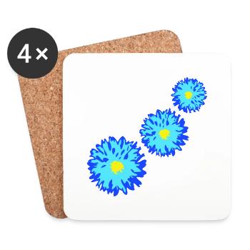 Beaucoup de jolies fleurs motif décoratif coloré belle - Dessous de verre (lot de 4) - blanc - Devant