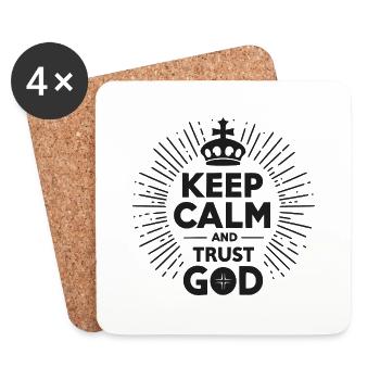 Restez calme et faites confiance à Dieu - Dessous de verre (lot de 4) - blanc - Devant