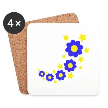 Beaucoup de fleurs colorées belle conception de motif décoratif - Dessous de verre (lot de 4) - blanc - Devant