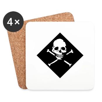 Skull and bones - Coasters (set of 4) - white - Front