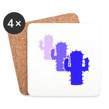 Trois Cactus 3 Cactus Désert Cool Silhouette Colorée - Dessous de verre (lot de 4) - blanc - Devant