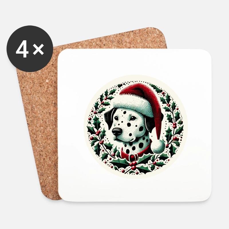Weihnachten Dalmatiner - Untersetzer (4er-Set) - Weiß
