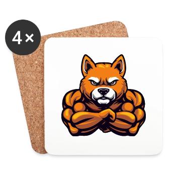 Dessin animé de bande dessinée de chien - Dessous de verre (lot de 4) - blanc - Devant